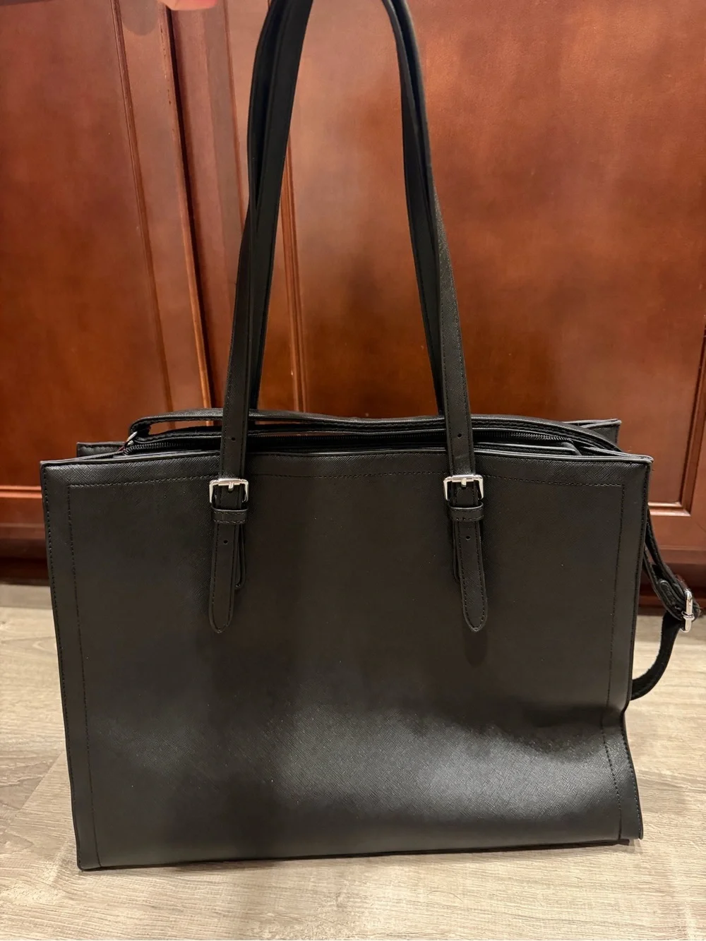 Classic Black Structured Tote Bag